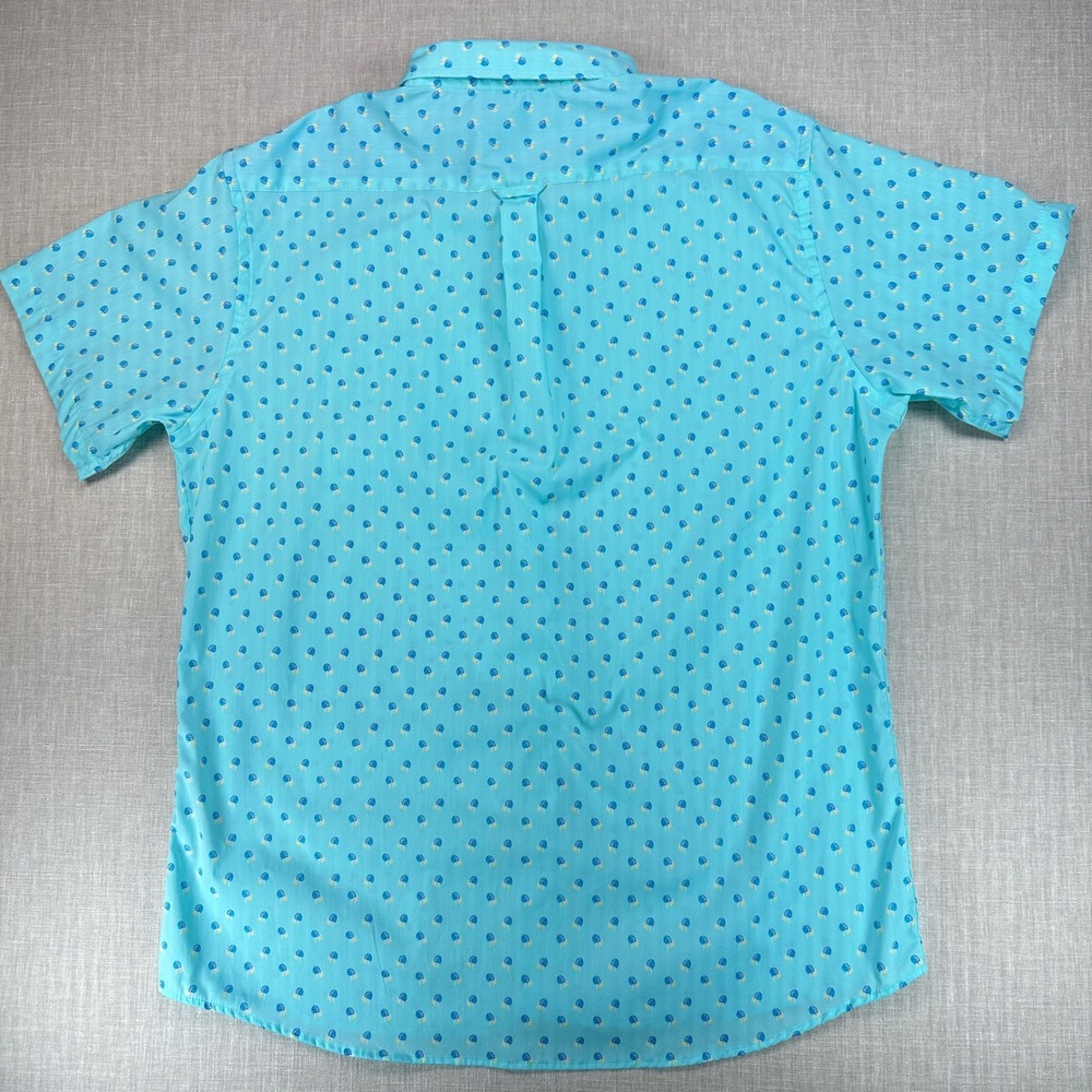 IZOD Button Down Shirt Mens XL Turquoise Blue Tropical Drink All Over Print - Picture 3 of 9